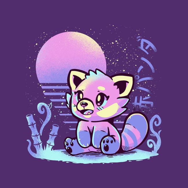 Retrowave Red Panda-none polyester shower curtain-TechraNova