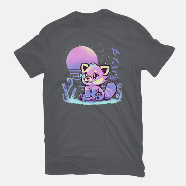Retrowave Red Panda-womens fitted tee-TechraNova