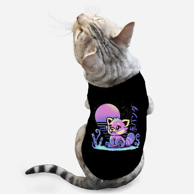 Retrowave Red Panda-cat basic pet tank-TechraNova