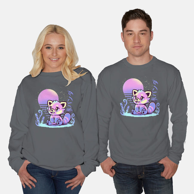 Retrowave Red Panda-unisex crew neck sweatshirt-TechraNova