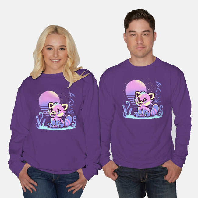 Retrowave Red Panda-unisex crew neck sweatshirt-TechraNova