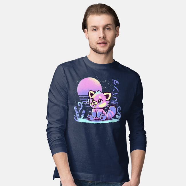 Retrowave Red Panda-mens long sleeved tee-TechraNova
