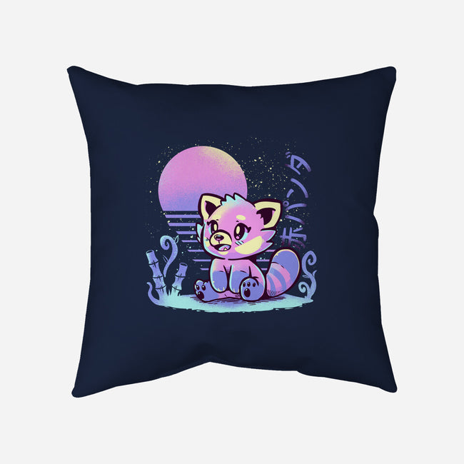 Retrowave Red Panda-none removable cover w insert throw pillow-TechraNova