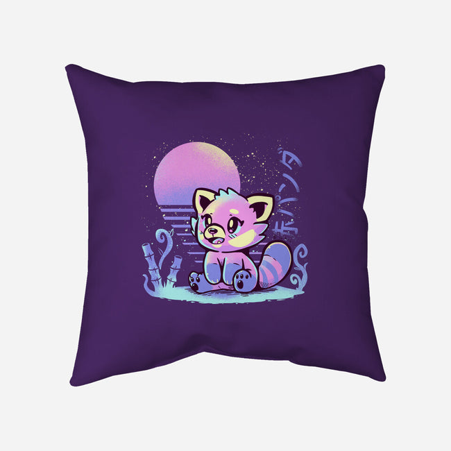 Retrowave Red Panda-none removable cover w insert throw pillow-TechraNova