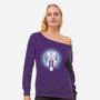 Moonlight Sky Bison-womens off shoulder sweatshirt-Logozaste