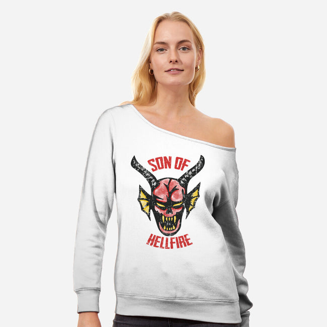 Son Of Hellfire-womens off shoulder sweatshirt-turborat14