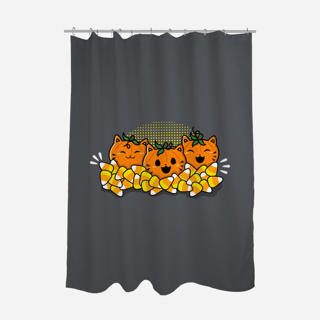 Pumpkin Cats-none polyester shower curtain-bloomgrace28