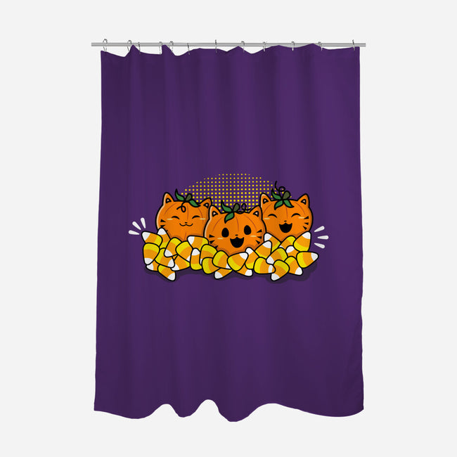 Pumpkin Cats-none polyester shower curtain-bloomgrace28