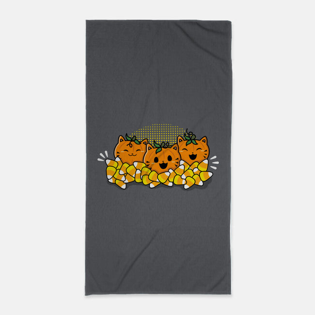 Pumpkin Cats-none beach towel-bloomgrace28