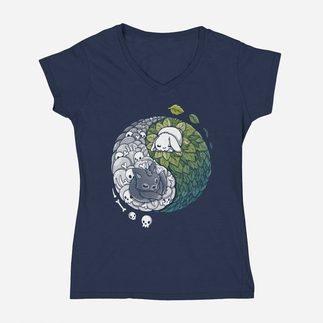 Yin Yang Predator Prey-womens v-neck tee-Vallina84