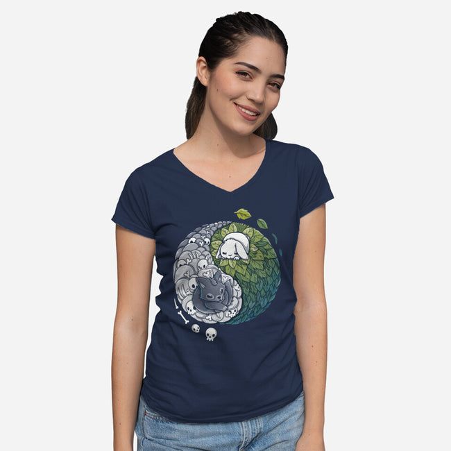 Yin Yang Predator Prey-womens v-neck tee-Vallina84