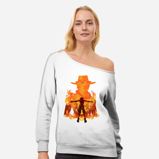 Fire Fist-womens off shoulder sweatshirt-hypertwenty