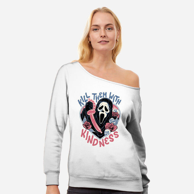 Kill Them With Kindness-womens off shoulder sweatshirt-momma_gorilla