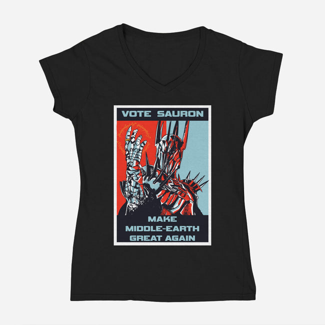 Vote Sauron-womens v-neck tee-fanfabio