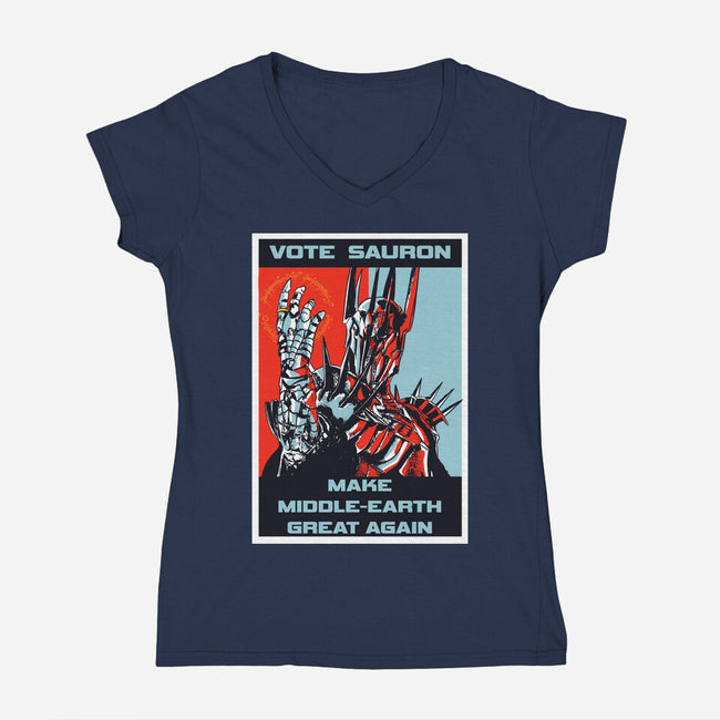 Vote Sauron-womens v-neck tee-fanfabio