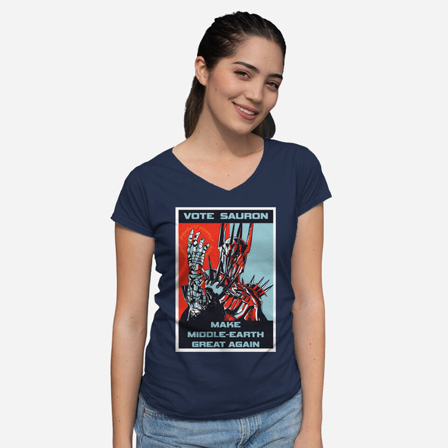 Vote Sauron-womens v-neck tee-fanfabio