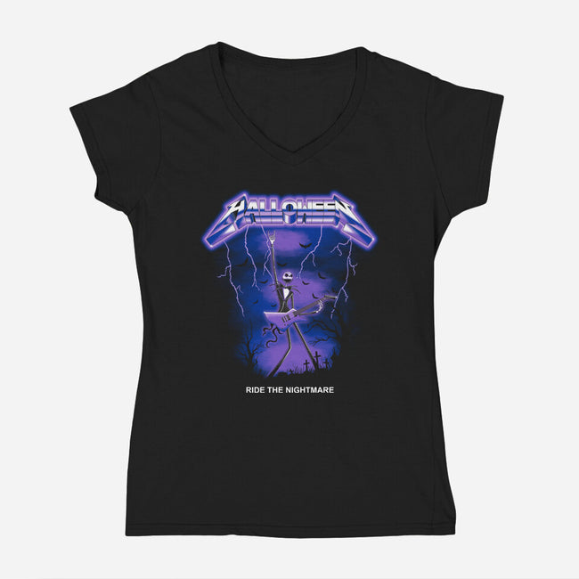 Ride The Nightmare-womens v-neck tee-retrodivision