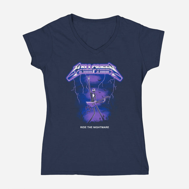 Ride The Nightmare-womens v-neck tee-retrodivision