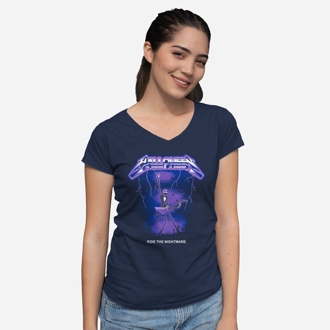 Ride The Nightmare-womens v-neck tee-retrodivision