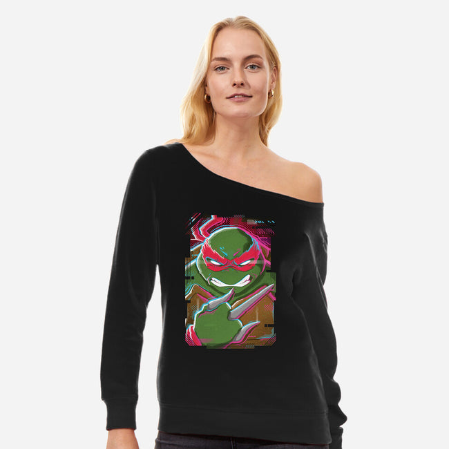 Raphael Glitch-womens off shoulder sweatshirt-danielmorris1993