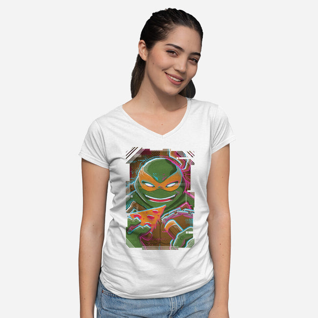 Mike Glitch-womens v-neck tee-danielmorris1993