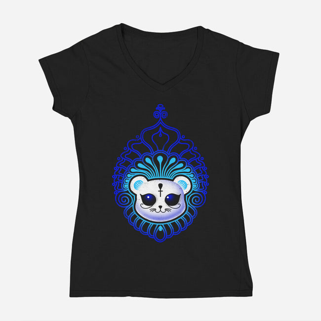 Floral Cat-womens v-neck tee-erion_designs