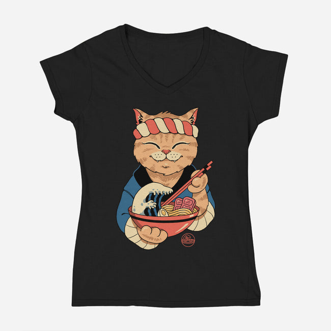 Ramen Meowster-womens v-neck tee-vp021