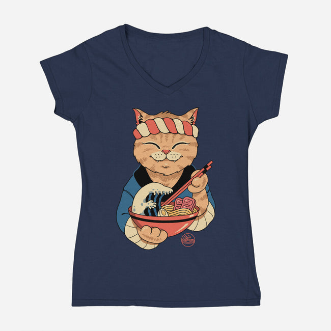 Ramen Meowster-womens v-neck tee-vp021