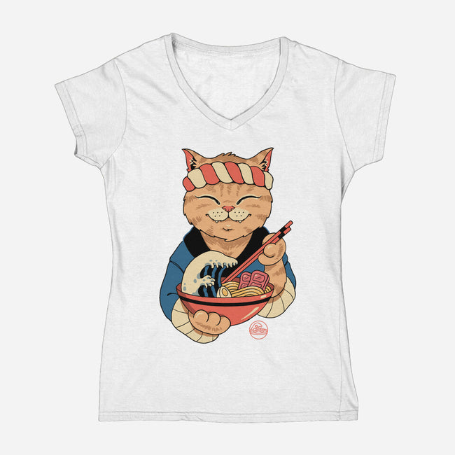Ramen Meowster-womens v-neck tee-vp021