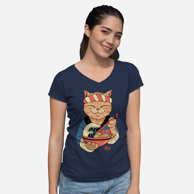 Ramen Meowster-womens v-neck tee-vp021