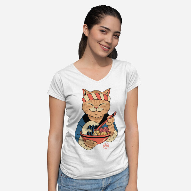 Ramen Meowster-womens v-neck tee-vp021