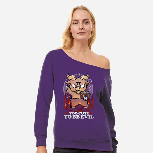 Too Cute To Be Evil-womens off shoulder sweatshirt-Vallina84