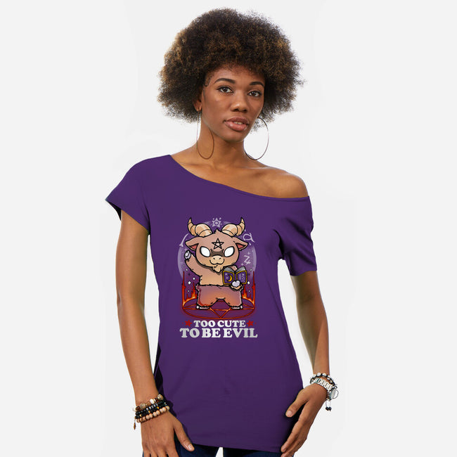 Too Cute To Be Evil-womens off shoulder tee-Vallina84