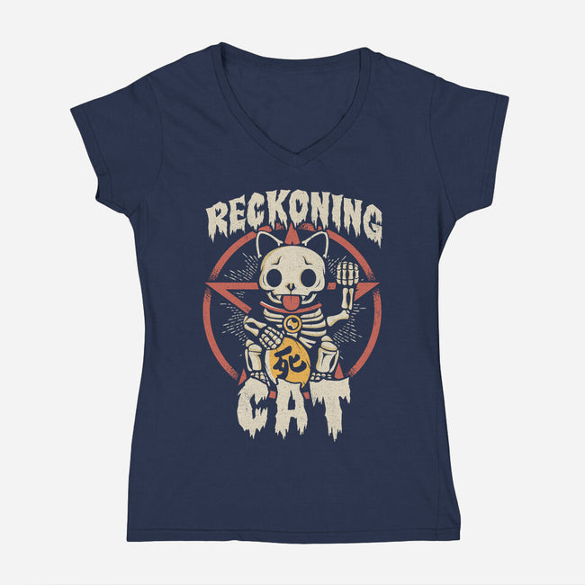 Reckoning Cat-womens v-neck tee-CoD Designs