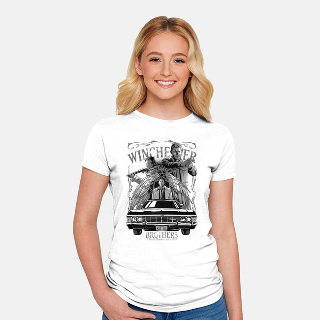 Hunt Between Brothers-womens fitted tee-Conjura Geek