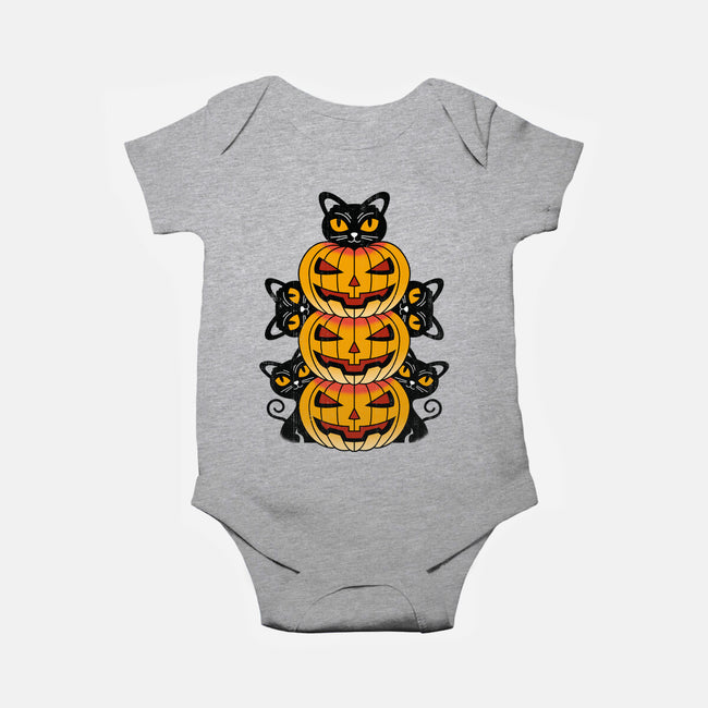 Cats And Pumpkins-baby basic onesie-Logozaste