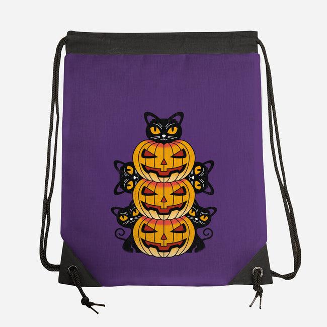 Cats And Pumpkins-none drawstring bag-Logozaste