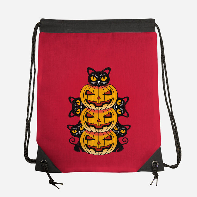 Cats And Pumpkins-none drawstring bag-Logozaste