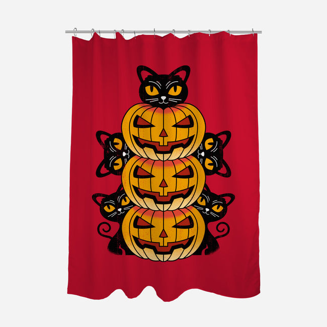 Cats And Pumpkins-none polyester shower curtain-Logozaste