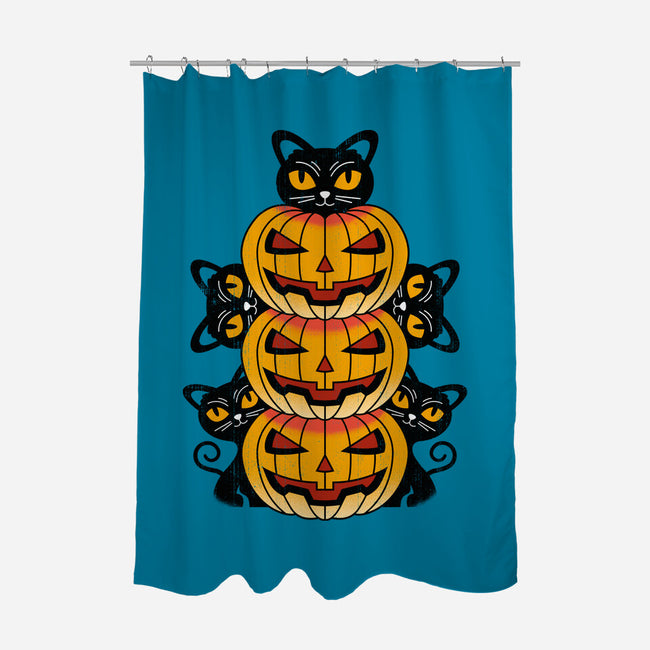 Cats And Pumpkins-none polyester shower curtain-Logozaste