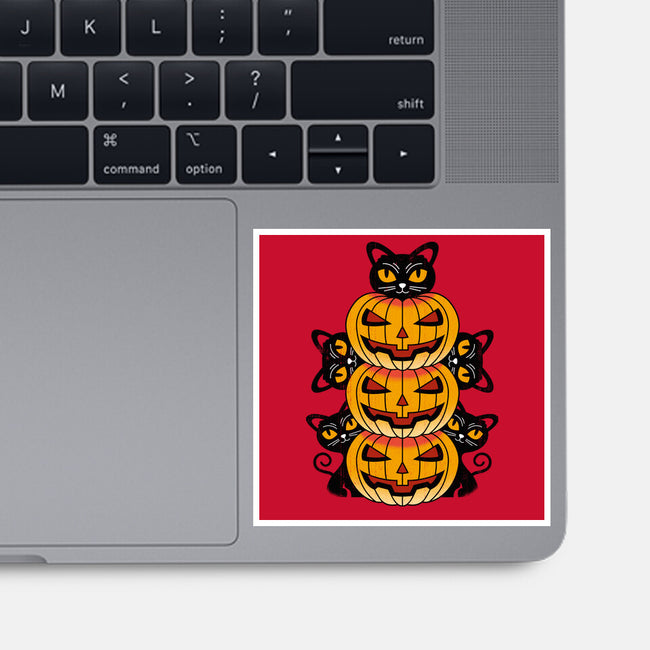 Cats And Pumpkins-none glossy sticker-Logozaste