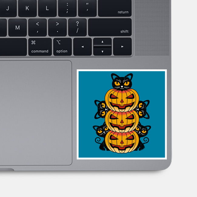 Cats And Pumpkins-none glossy sticker-Logozaste