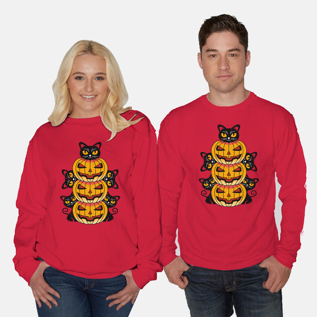 Cats And Pumpkins-unisex crew neck sweatshirt-Logozaste