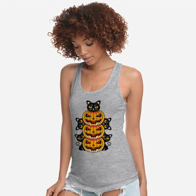 Cats And Pumpkins-womens racerback tank-Logozaste