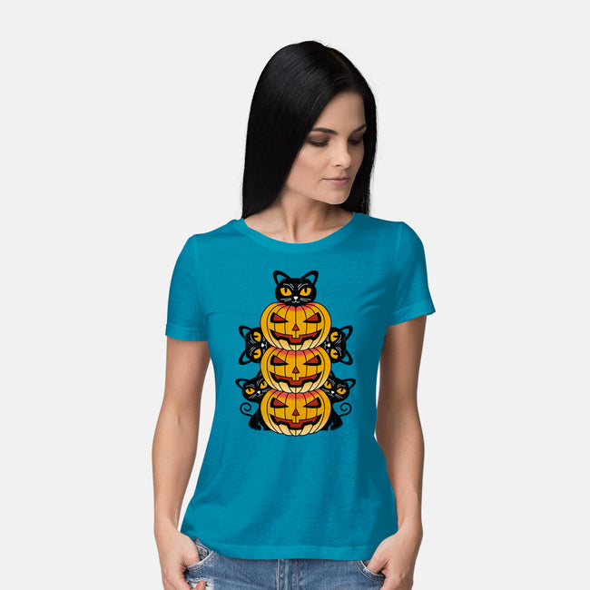 Cats And Pumpkins-womens basic tee-Logozaste