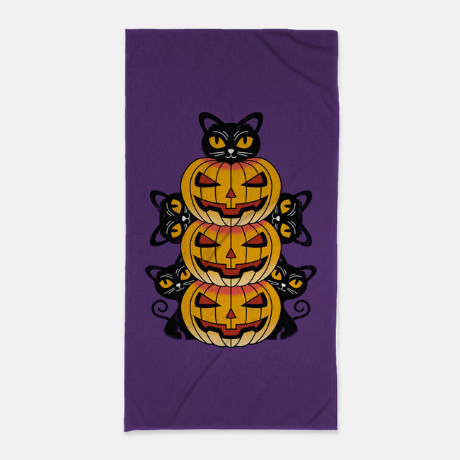 Cats And Pumpkins-none beach towel-Logozaste
