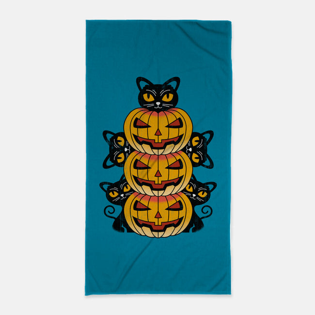 Cats And Pumpkins-none beach towel-Logozaste