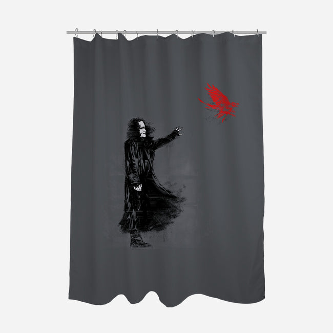 Crow Wall-none polyester shower curtain-zascanauta