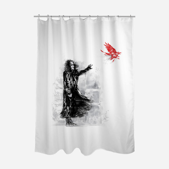 Crow Wall-none polyester shower curtain-zascanauta