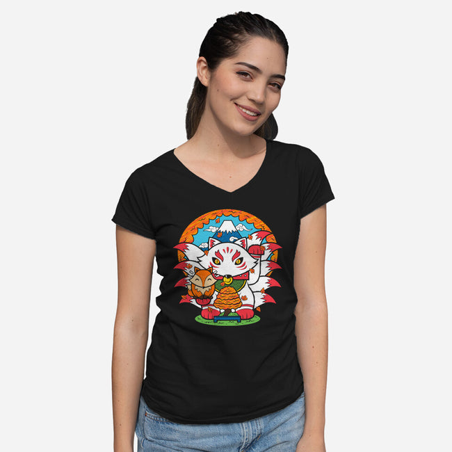 Fall Kitsune-womens v-neck tee-krisren28
